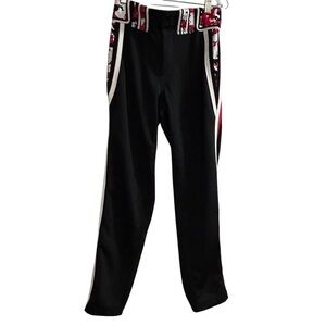 Boombah Youth Athletic Pants Black Red White Stripes Size 26 Kids